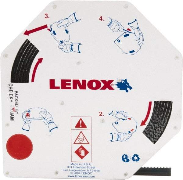 Lenox - 1/2" x 100' x 0.025" Carbon Steel Band Saw Blade Coil Stock - 6 TPI, Toothed Edge, Hook Form, Raker Set, Flexible Back, Constant Pitch, Contour Cutting - Eagle Tool & Supply