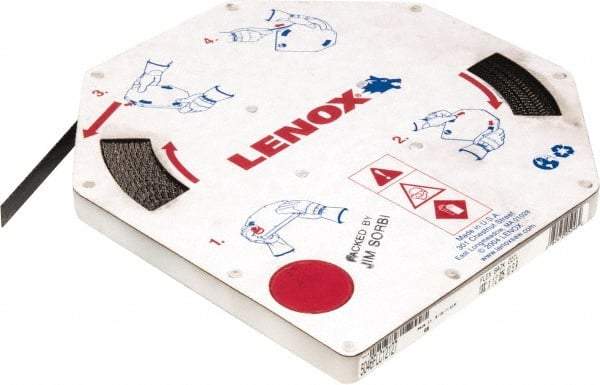 Lenox - 1/2" x 100' x 0.025" Carbon Steel Band Saw Blade Coil Stock - 10 TPI, Toothed Edge, Straight Form, Raker Set, Flexible Back, Constant Pitch, Contour Cutting - Eagle Tool & Supply