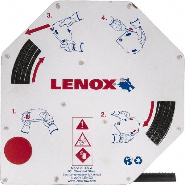 Lenox - 1/2" x 100' x 0.025" Carbon Steel Band Saw Blade Coil Stock - 3 TPI, Toothed Edge, Hook Form, Raker Set, Flexible Back, Constant Pitch, Contour Cutting - Eagle Tool & Supply