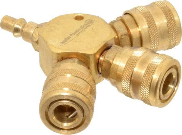 Value Collection - 1/4" Inlet, 1/4" Outlet Manifold - 4-1/2" Long x 0.88" Wide x 4-5/8" High, 1 Inlet Port, 3 Outlet Ports - Eagle Tool & Supply