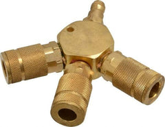 Value Collection - 1/4" Inlet, 1/4" Outlet Manifold - 4-1/2" Long x 0.88" Wide x 4-5/8" High, 1 Inlet Port, 3 Outlet Ports - Eagle Tool & Supply