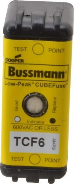 Cooper Bussmann - 300 VDC, 600 VAC, 6 Amp, Time Delay General Purpose Fuse - Plug-in Mount, 2-7/64" OAL, 100 at DC, 200 (CSA RMS), 300 (UL RMS) kA Rating - Eagle Tool & Supply