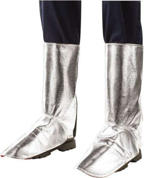 Steiner - Men's 9 Aluminized Spats - 15" High, Plain Toe, Aluminized Kevlar Upper, Silver - Eagle Tool & Supply