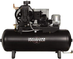 Campbell Hausfeld - 5 hp, 80 Gal Stationary Electric Horizontal Screw Air Compressor - Single Phase, 175 Max psi, 16.6 CFM, 230 Volt - Eagle Tool & Supply