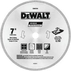 DeWALT - 7" Diam, 5/8 & 7/8" Arbor Hole Diam, Wet & Dry Cut Saw Blade - Diamond-Tipped, Straight Action, Standard Round Arbor - Eagle Tool & Supply