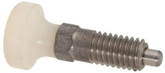 Vlier - M6x1.0, 13mm Thread Length, 0.118" Max Plunger Diam, 0.11 Lb Init to 0.34 Lb Final End Force, Knob Handle Plunger - Delrin Knob, 0.63" Body Length, 1/2" Length Under Head/Shoulder, 0.118" Plunger Projection - Eagle Tool & Supply