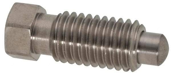 Vlier - M10x1.5, 20mm Thread Length, 0.236" Max Plunger Diam, 0.22 Lb Init to 2.02 Lb Final End Force, Knob Handle Plunger - Delrin Knob, 0.98" Body Length, 0.79" Length Under Head/Shoulder, 0.196" Plunger Projection - Eagle Tool & Supply