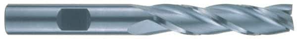 RobbJack - 7/16", 1-3/4" LOC, 7/16" Shank Diam, 3-3/4" OAL, 3 Flute, Solid Carbide Square End Mill - Single End, Uncoated, Spiral Flute, 30° Helix, Centercutting, Right Hand Cut, Right Hand Flute, Series TL-303 - Eagle Tool & Supply