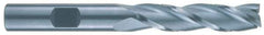 RobbJack - 7/16", 1-3/4" LOC, 7/16" Shank Diam, 3-3/4" OAL, 3 Flute, Solid Carbide Square End Mill - Single End, Uncoated, Spiral Flute, 30° Helix, Centercutting, Right Hand Cut, Right Hand Flute, Series TL-303 - Eagle Tool & Supply