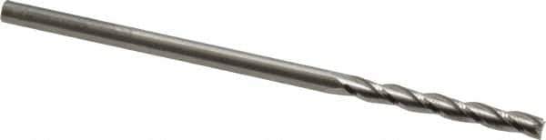 RobbJack - 1/8", 1" LOC, 1/8" Shank Diam, 3" OAL, 3 Flute, Solid Carbide Square End Mill - Single End, Uncoated, Spiral Flute, 30° Helix, Centercutting, Right Hand Cut, Right Hand Flute, Series TL-303 - Eagle Tool & Supply