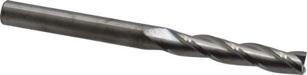 RobbJack - 1/4", 1-1/4" LOC, 1/4" Shank Diam, 3" OAL, 3 Flute, Solid Carbide Square End Mill - Single End, Uncoated, Spiral Flute, 30° Helix, Centercutting, Right Hand Cut, Right Hand Flute, Series TL-303 - Eagle Tool & Supply