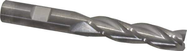 RobbJack - 1/2", 2" LOC, 1/2" Shank Diam, 4" OAL, 3 Flute, Solid Carbide Square End Mill - Single End, Uncoated, Spiral Flute, 30° Helix, Centercutting, Right Hand Cut, Right Hand Flute, Series TL-303 - Eagle Tool & Supply