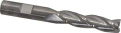 RobbJack - 1/2", 2" LOC, 1/2" Shank Diam, 4" OAL, 3 Flute, Solid Carbide Square End Mill - Single End, Uncoated, Spiral Flute, 30° Helix, Centercutting, Right Hand Cut, Right Hand Flute, Series TL-303 - Eagle Tool & Supply