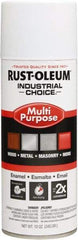 Rust-Oleum - White, Flat, Enamel Spray Paint - 8 to 12 Sq Ft per Can, 16 oz Container, Use on Drums, Equipment & Color Coding, Furniture, Ladders, Lockers, Motors, Stenciling, Tools - Eagle Tool & Supply