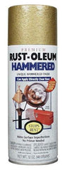 Rust-Oleum - 12 oz Gold Hammertone Finish Alkyd Enamel Paint - 20 Sq Ft per Gal, Interior/Exterior, Direct to Metal - Eagle Tool & Supply