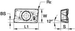 Kennametal - APPT160432 GD Grade KCPK30 Carbide Milling Insert - TiN/TiCN/Al2O3 Finish, 0.2071" Thick, 3.2mm Corner Radius - Eagle Tool & Supply