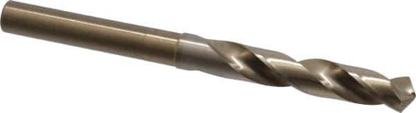 Chicago-Latrobe - 35/64" Drill, 118° Point, Cobalt Silver Deming & Reduced Shank Drill Bit - Oxide/Gold Finish, 6" OAL, Straight Shank, 3-1/8" Flute Length, Right Hand Cut, Split Point, Spiral Flute, Regular Spiral - Eagle Tool & Supply