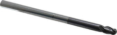 Niagara Cutter - 1/4" Diam, 3/8" LOC, 4 Flute Solid Carbide Ball End Mill - TiAlN Finish, Single End, 4" OAL, 1/4" Shank Diam, Spiral Flute - Eagle Tool & Supply
