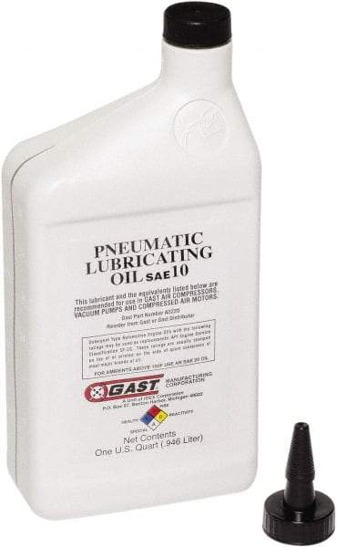 Gast - 1 Qt Air Compressor Lubricating Oil - Use with Gast Lubricated Vacuum Pumps, Air Compressors and Air Motors - Eagle Tool & Supply