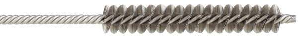 Made in USA - 1/4" Diam Helical Stainless Steel Tube Brush - Double Spiral, 0.005" Filament Diam, 1-1/2" Brush Length, 4" OAL, 0.091" Diam Stainless Steel Shank - Eagle Tool & Supply