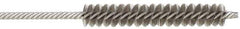 Made in USA - 1/4" Diam Helical Stainless Steel Tube Brush - Double Spiral, 0.005" Filament Diam, 1-1/2" Brush Length, 4" OAL, 0.091" Diam Stainless Steel Shank - Eagle Tool & Supply