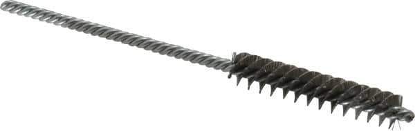Made in USA - 5/16" Diam Helical Stainless Steel Tube Brush - Double Spiral, 0.005" Filament Diam, 1-1/2" Brush Length, 4" OAL, 1/8" Diam Galvanized Steel Shank - Eagle Tool & Supply