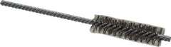 Made in USA - 1/2" Diam Helical Stainless Steel Tube Brush - Double Spiral, 0.006" Filament Diam, 2" Brush Length, 5" OAL, 0.162" Diam Galvanized Steel Shank - Eagle Tool & Supply