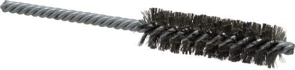 Made in USA - 3/4" Diam Helical Stainless Steel Tube Brush - Double Spiral, 0.006" Filament Diam, 2-1/2" Brush Length, 5-1/2" OAL, 0.237" Diam Galvanized Steel Shank - Eagle Tool & Supply
