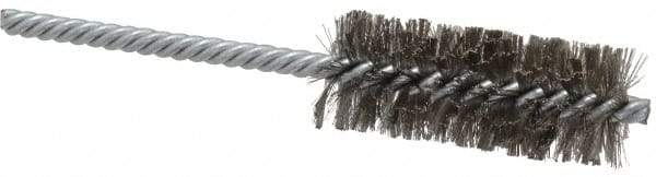 Made in USA - 1" Diam Helical Stainless Steel Tube Brush - Double Spiral, 0.006" Filament Diam, 2-1/2" Brush Length, 5-1/2" OAL, 0.237" Diam Galvanized Steel Shank - Eagle Tool & Supply