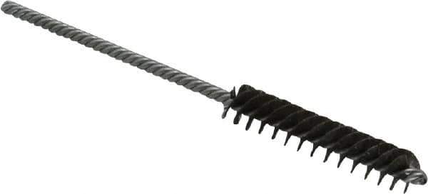 Made in USA - 5/16" Diam Helical Steel Tube Brush - Double Spiral, 0.005" Filament Diam, 1-1/2" Brush Length, 4" OAL, 1/8" Diam Galvanized Steel Shank - Eagle Tool & Supply
