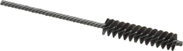 Made in USA - 3/8" Diam Helical Steel Tube Brush - Double Spiral, 0.005" Filament Diam, 1-1/2" Brush Length, 4" OAL, 1/8" Diam Galvanized Steel Shank - Eagle Tool & Supply