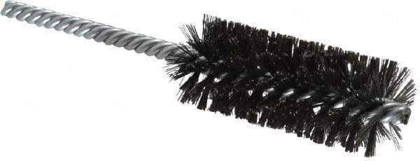 Made in USA - 1" Diam Helical Steel Tube Brush - Double Spiral, 0.006" Filament Diam, 2-1/2" Brush Length, 5-1/2" OAL, 0.237" Diam Galvanized Steel Shank - Eagle Tool & Supply