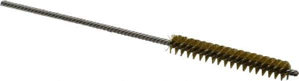 Made in USA - 1/4" Diam Helical Brass Tube Brush - Double Spiral, 0.005" Filament Diam, 1-1/2" Brush Length, 4" OAL, 0.091" Diam Stainless Steel Shank - Eagle Tool & Supply