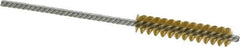 Made in USA - 5/16" Diam Helical Brass Tube Brush - Double Spiral, 0.005" Filament Diam, 1-1/2" Brush Length, 4" OAL, 1/8" Diam Galvanized Steel Shank - Eagle Tool & Supply