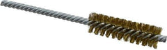 Made in USA - 5/8" Diam Helical Brass Tube Brush - Double Spiral, 0.005" Filament Diam, 2" Brush Length, 5" OAL, 0.208" Diam Galvanized Steel Shank - Eagle Tool & Supply