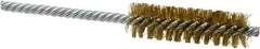 Made in USA - 3/4" Diam Helical Brass Tube Brush - Double Spiral, 0.006" Filament Diam, 2-1/2" Brush Length, 5-1/2" OAL, 0.237" Diam Galvanized Steel Shank - Eagle Tool & Supply