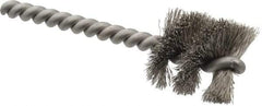 Made in USA - 1" Diam Helical Stainless Steel Tube Brush - 0.008" Filament Diam, 1" Brush Length, 3-1/2" OAL, 0.248" Diam Stainless Steel Shank - Eagle Tool & Supply