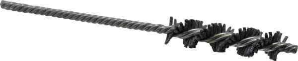 Made in USA - 3/8" Diam Helical Nylon Tube Brush - Single Spiral, 0.035" Filament Diam, 1-1/2" Brush Length, 4" OAL, 1/8" Diam Galvanized Steel Shank - Eagle Tool & Supply