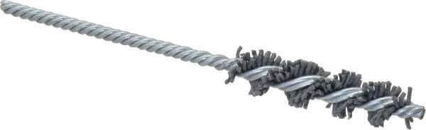 Made in USA - 1/2" Diam Helical Nylon Tube Brush - Single Spiral, 0.04" Filament Diam, 2" Brush Length, 5" OAL, 0.162" Diam Galvanized Steel Shank - Eagle Tool & Supply