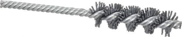 Made in USA - 3/4" Diam Helical Nylon Tube Brush - Single Spiral, 0.04" Filament Diam, 2-1/2" Brush Length, 5-1/2" OAL, 15/64" Diam Galvanized Steel Shank - Eagle Tool & Supply
