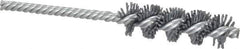 Made in USA - 3/4" Diam Helical Nylon Tube Brush - Single Spiral, 0.04" Filament Diam, 2-1/2" Brush Length, 5-1/2" OAL, 15/64" Diam Galvanized Steel Shank - Eagle Tool & Supply