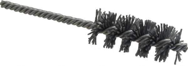 Made in USA - 1" Diam Helical Nylon Tube Brush - Single Spiral, 0.04" Filament Diam, 2-1/2" Brush Length, 5-1/2" OAL, 15/64" Diam Galvanized Steel Shank - Eagle Tool & Supply