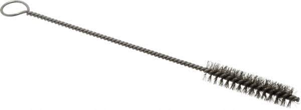 PRO-SOURCE - 2-1/2" Long x 9/16" Diam Stainless Steel Twisted Wire Bristle Brush - Single Spiral, 9" OAL, 0.008" Wire Diam, 0.142" Shank Diam - Eagle Tool & Supply