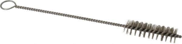 PRO-SOURCE - 2-1/2" Long x 11/16" Diam Stainless Steel Twisted Wire Bristle Brush - Single Spiral, 9" OAL, 0.008" Wire Diam, 0.142" Shank Diam - Eagle Tool & Supply