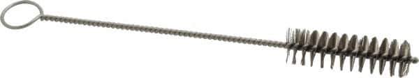 PRO-SOURCE - 2-1/2" Long x 3/4" Diam Stainless Steel Twisted Wire Bristle Brush - Single Spiral, 9" OAL, 0.008" Wire Diam, 0.142" Shank Diam - Eagle Tool & Supply