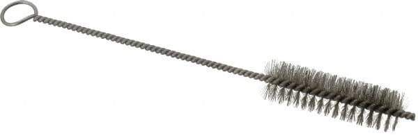 PRO-SOURCE - 3" Long x 7/8" Diam Stainless Steel Twisted Wire Bristle Brush - Single Spiral, 10" OAL, 0.008" Wire Diam, 0.162" Shank Diam - Eagle Tool & Supply