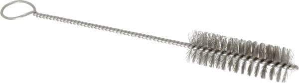 PRO-SOURCE - 3" Long x 1" Diam Stainless Steel Twisted Wire Bristle Brush - Single Spiral, 10" OAL, 0.008" Wire Diam, 0.162" Shank Diam - Eagle Tool & Supply