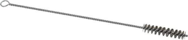 PRO-SOURCE - 1-1/2" Long x 5/16" Diam Stainless Steel Twisted Wire Bristle Brush - Single Spiral, 7" OAL, 0.006" Wire Diam, 0.085" Shank Diam - Eagle Tool & Supply