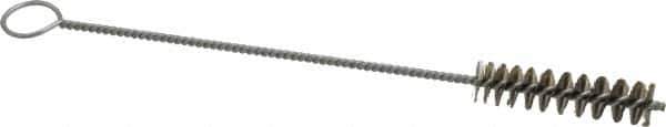 PRO-SOURCE - 2-1/2" Long x 5/8" Diam Stainless Steel Twisted Wire Bristle Brush - Single Spiral, 9" OAL, 0.008" Wire Diam, 0.142" Shank Diam - Eagle Tool & Supply
