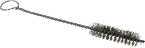 PRO-SOURCE - 2-1/2" Long x 13/16" Diam Stainless Steel Twisted Wire Bristle Brush - Single Spiral, 9" OAL, 0.008" Wire Diam, 0.142" Shank Diam - Eagle Tool & Supply